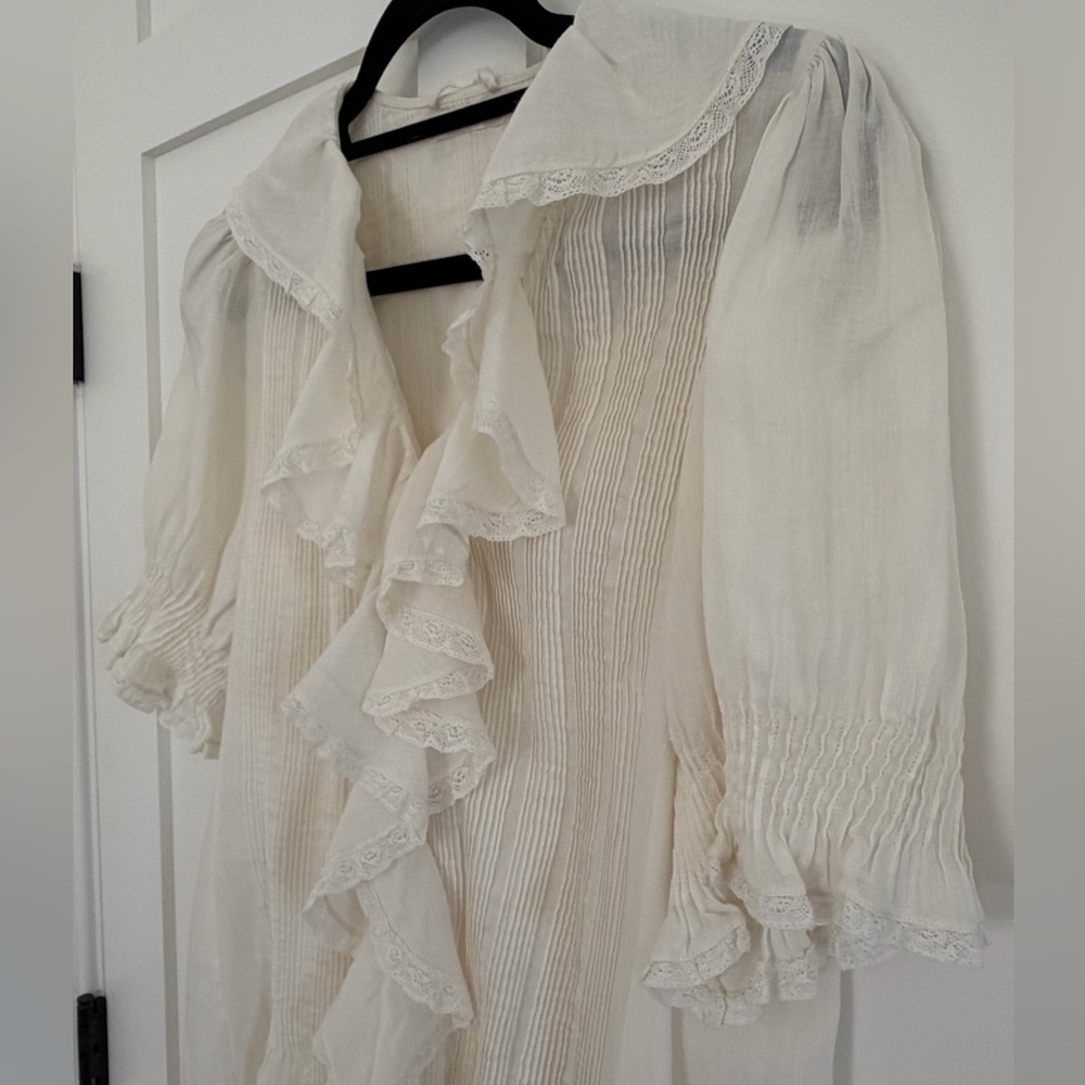 Doen Ivory / White Ruffle Mini Dress - Picture 7 of 14